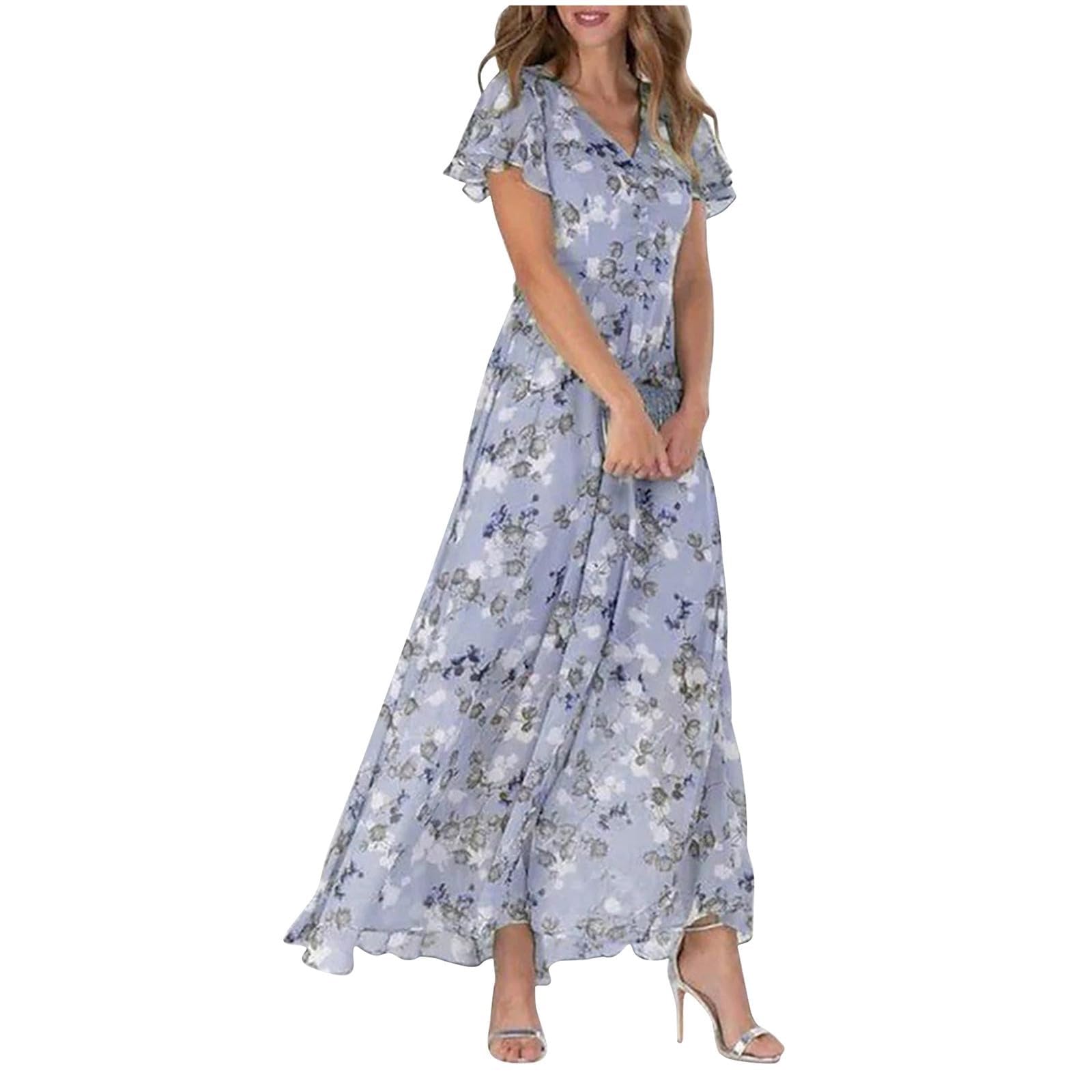 Women's Summer Dresses 2024 - Casual Boho Flowy Ruched Sun Dress for Beach Vacation, Tropical Date Night & Hawaiian Outfit | Perfect for Pool Parties, Resort Wear and Summer Weddings