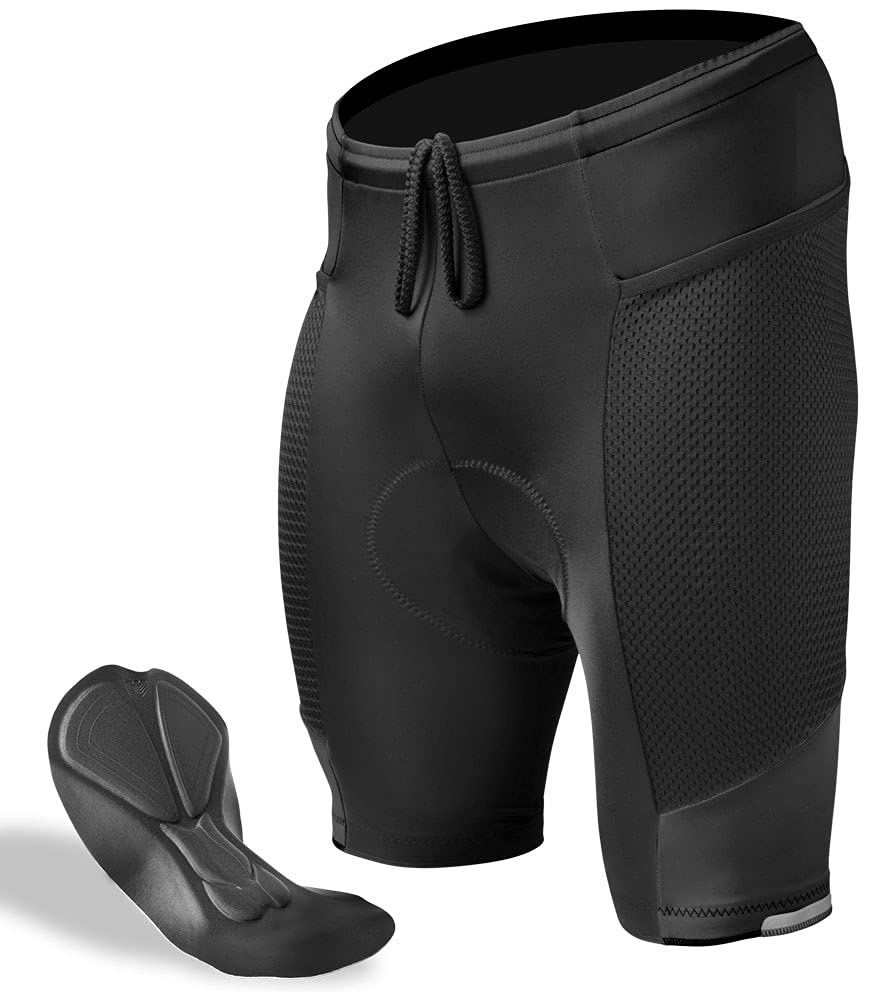 Men's Gel Touring Padded Bike Shorts with Innovative Mesh Pockets - Made in USA | Comfortable Cycling Shorts for Road Biking, Mountain Biking & Long Distance Rides