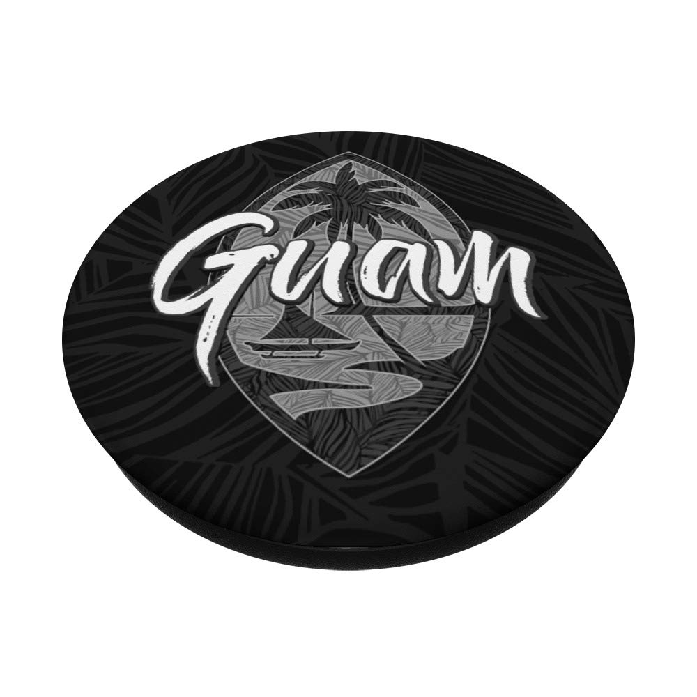 Guam Seal Patch Flag | USA Chamorro Guamanian Black PopSockets PopGrip - Swappable Phone & Tablet Grip for Stylish Protection - Perfect for Travel, Work & Everyday Use