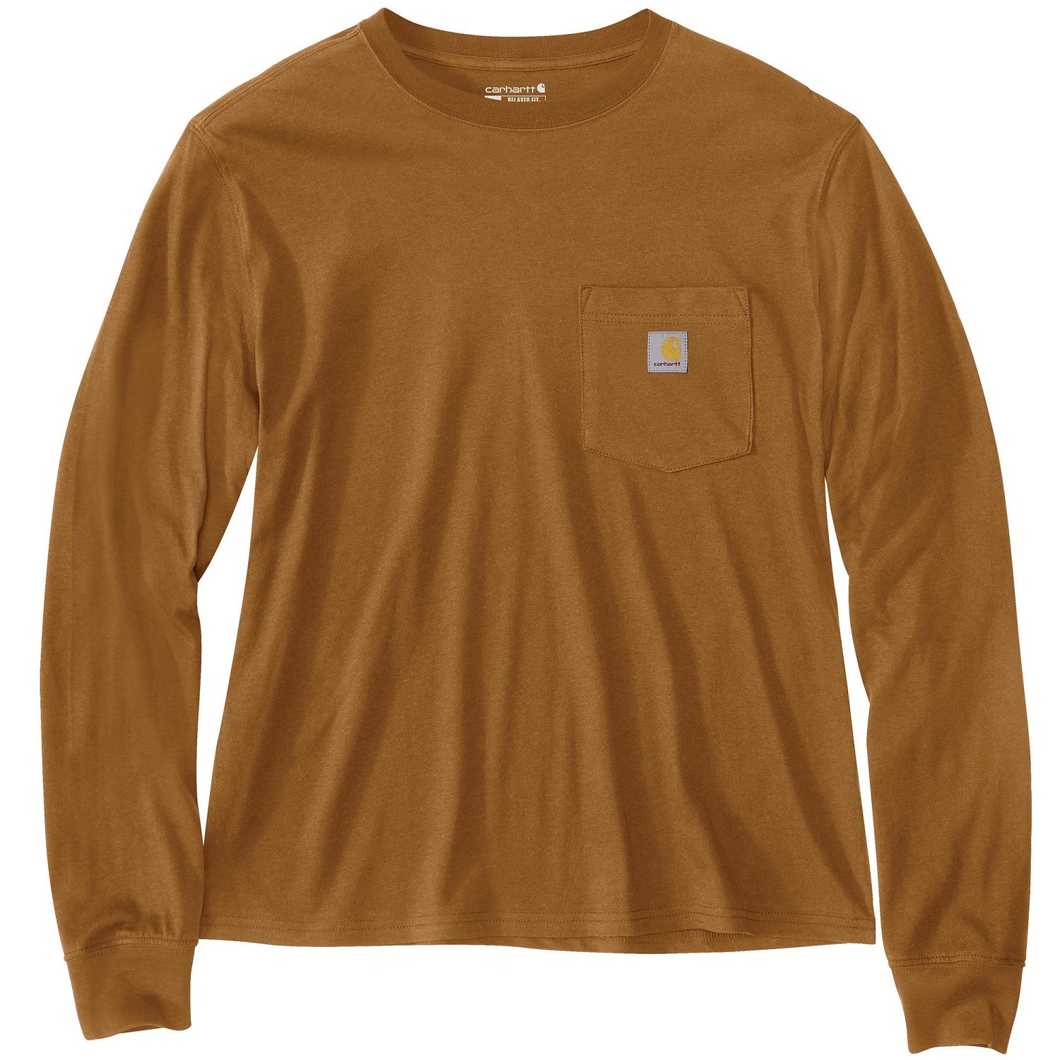 Carhartt Women's Loose Fit Lightweight T-Shirt - Long Sleeve Crewneck Pocket Tee with Tencel Fabric for Comfort | Perfect for Work, Outdoor Activities & Casual Wear
