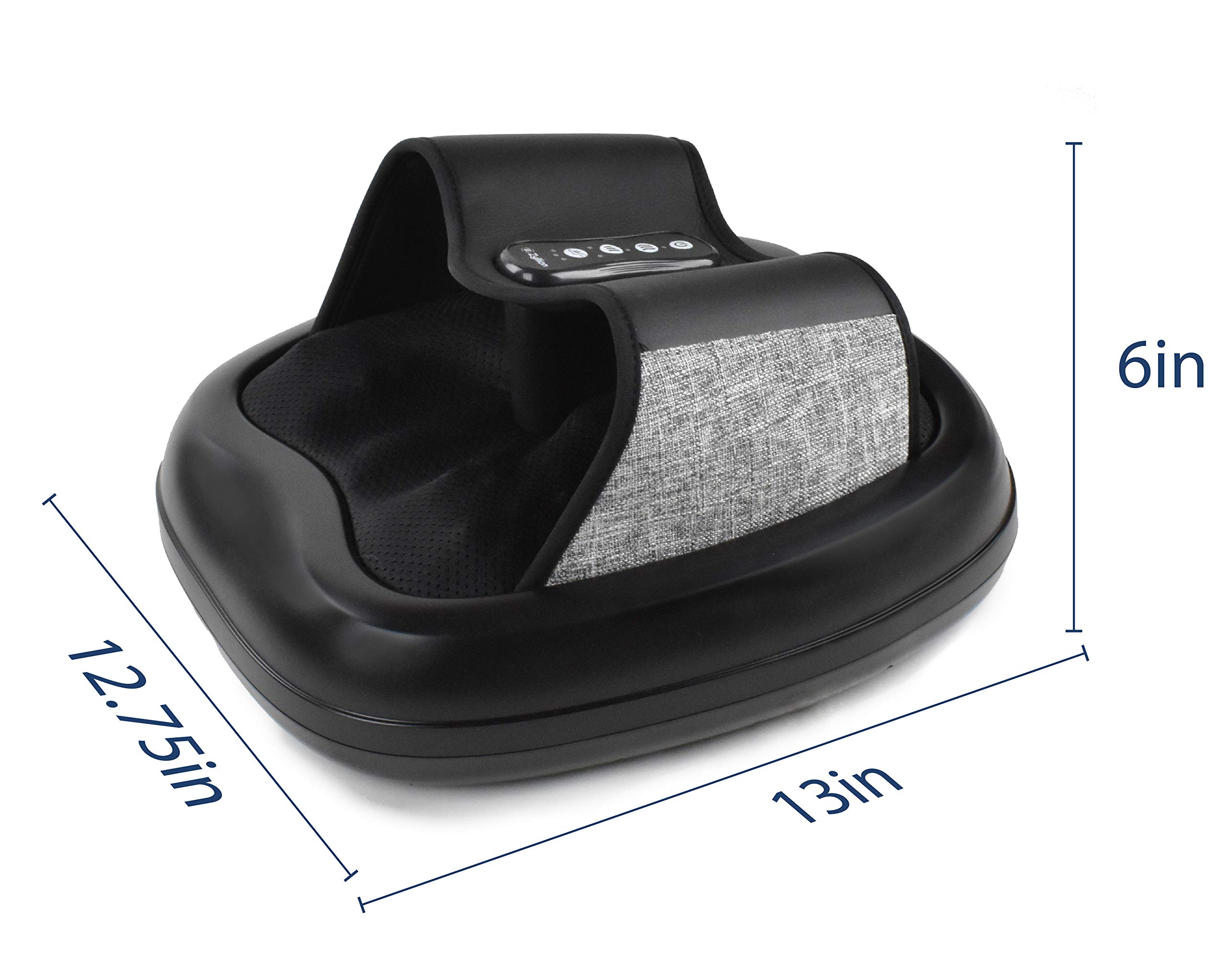 Zyllion Shiatsu Foot Massager with Heat - Deep Tissue Kneading & Air Compression for Plantar Fasciitis Relief - Fits Up to Size 13 - Black (ZMA-31-BK) - Perfect for Home Relaxation & Foot Pain Relief After Workouts