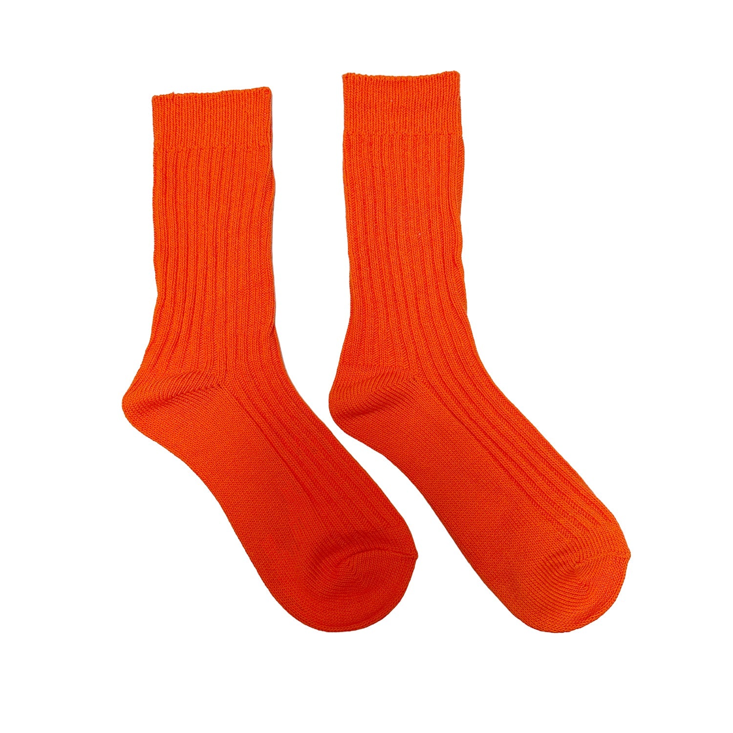 FLOOF Women's Ribbed Tube Socks - Soft & Stretchy Orange Crew Socks for Casual Wear, Running, Yoga & Everyday Comfort
