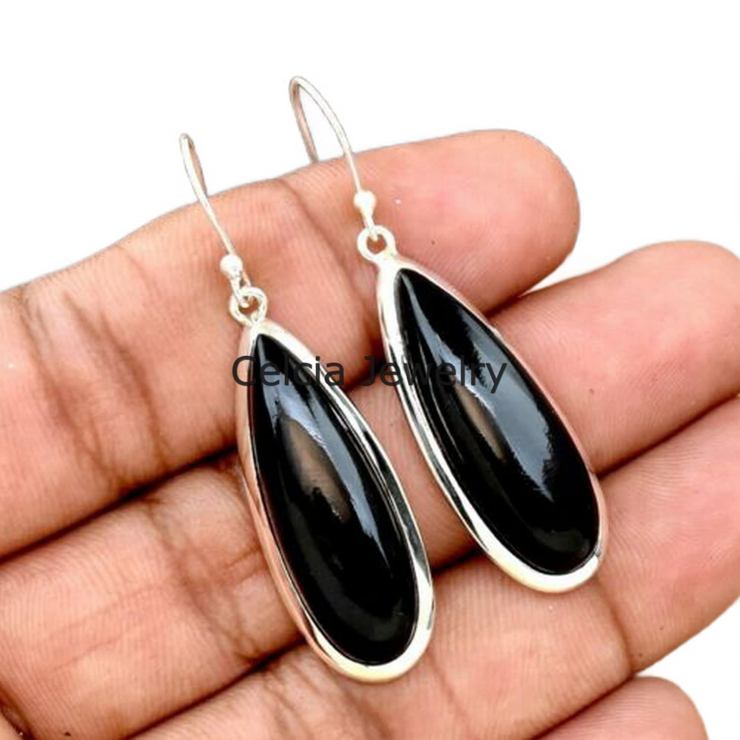 Natural Black Onyx Gemstone Dangle Drop Earrings for Women – Elegant Classic Jewelry for Birthday, Anniversary, Wedding & Engagement Gifts | Perfect Mother’s Day Present | Ideal for Evening Parties, Date Nights & Special Occasions