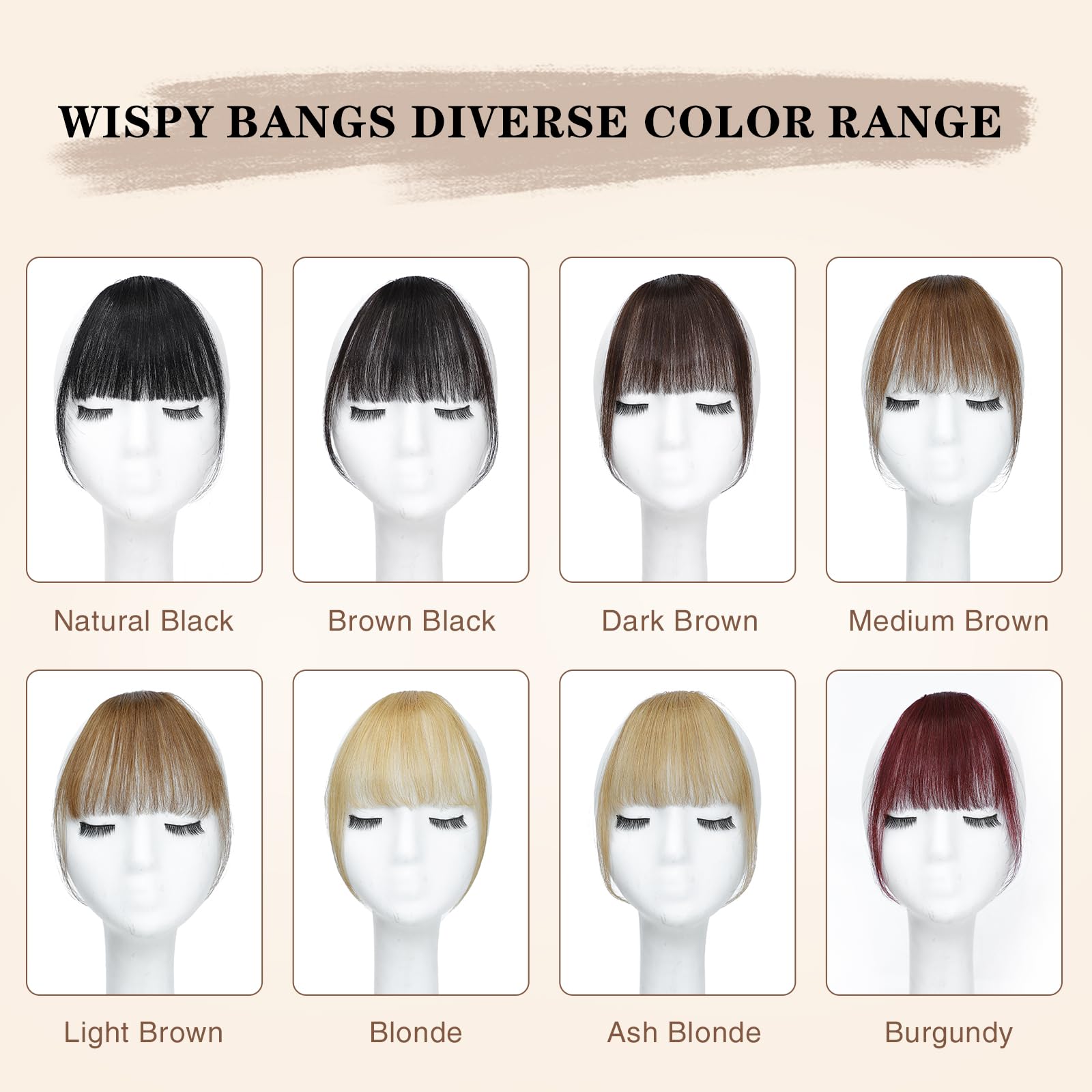 100% Real Human Hair Clip-In Bangs for Women | Faux Bangs Hair Extensions with Hair Roller | 4.5x6 Inch Light Brown | Perfect for Daily Wear, Cosplay & Quick Hairstyle Transformations
