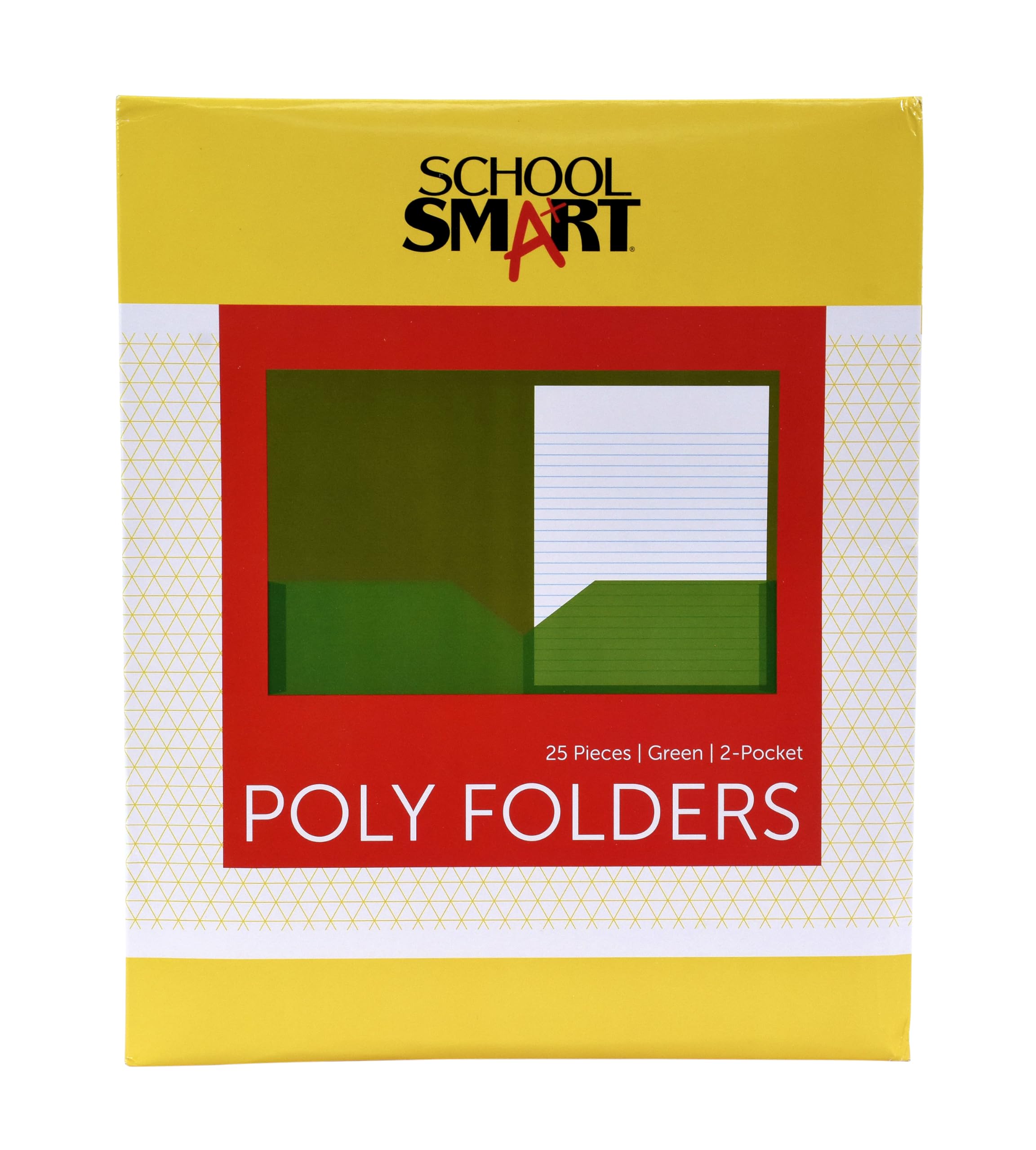 School Smart 2-Pocket Poly Folders, Green, Pack of 25 - Durable Plastic Folders for Classroom Organization, Homework, and Document Storage
