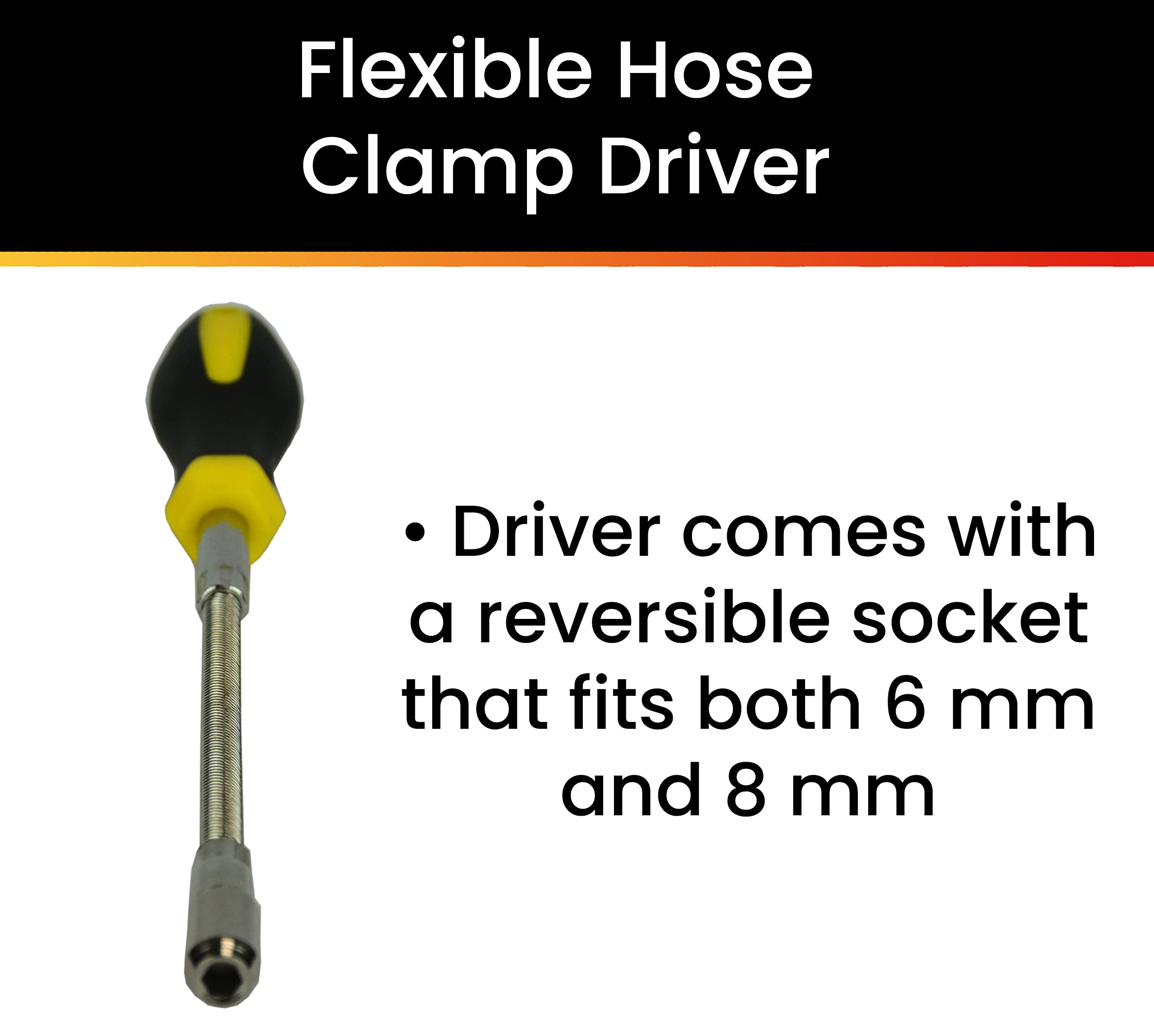 Pro Tie 33720 Flexible Hose Clamp Driver - Heavy Duty Stainless Steel Hose Clamps for Automotive, Plumbing & Marine Applications - Secure Fit for Fuel Lines, Radiators & Water Pipes