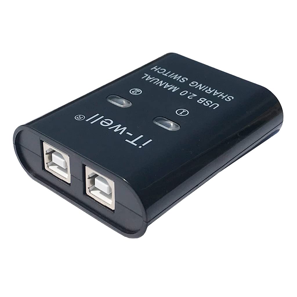 Heylulu USB Switch Selector 2-Port KVM Adapter - Share 1 USB Device Between 2 Computers for Printer, Keyboard & Mouse - White USB Printer Sharing Converter - Perfect for Home Office & Multi-PC Workstations