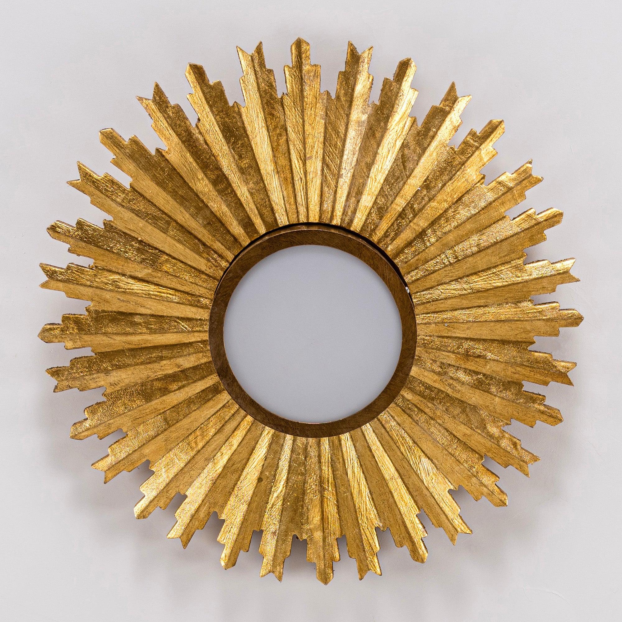 Golden Sunburst Flush Mount LED Ceiling Light - Modern Dimmable Fixture for Bedroom, Living Room & Hallway Lighting