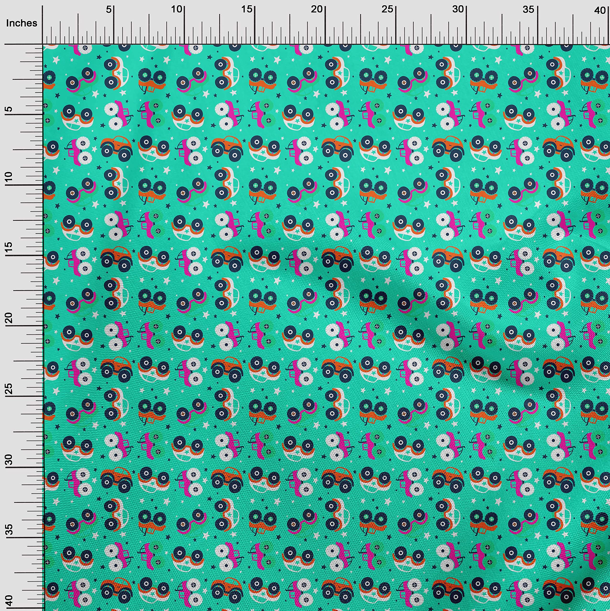 Premium 100% Cotton Jersey Fabric - Turquoise Green Print, 58 Inch Wide - Perfect for Kids Nursery, Quilting, Sewing & DIY Projects - Soft & Durable Material for Clothing, Blankets & Home Decor