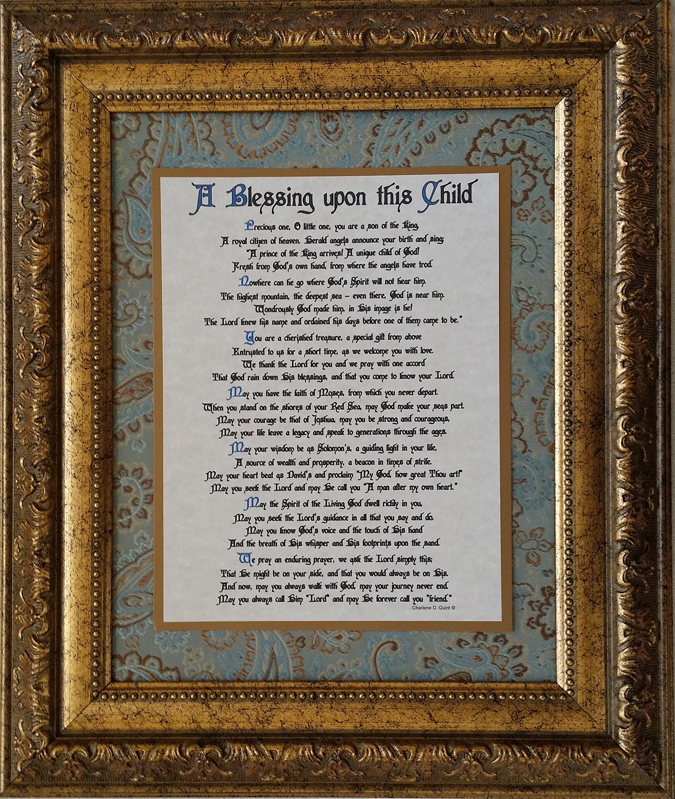 Framed Inspirational Baby Boy Prayer Gift - Personalized Christian Nursery Wall Art - Perfect for Christening, Baptism & Newborn Blessings