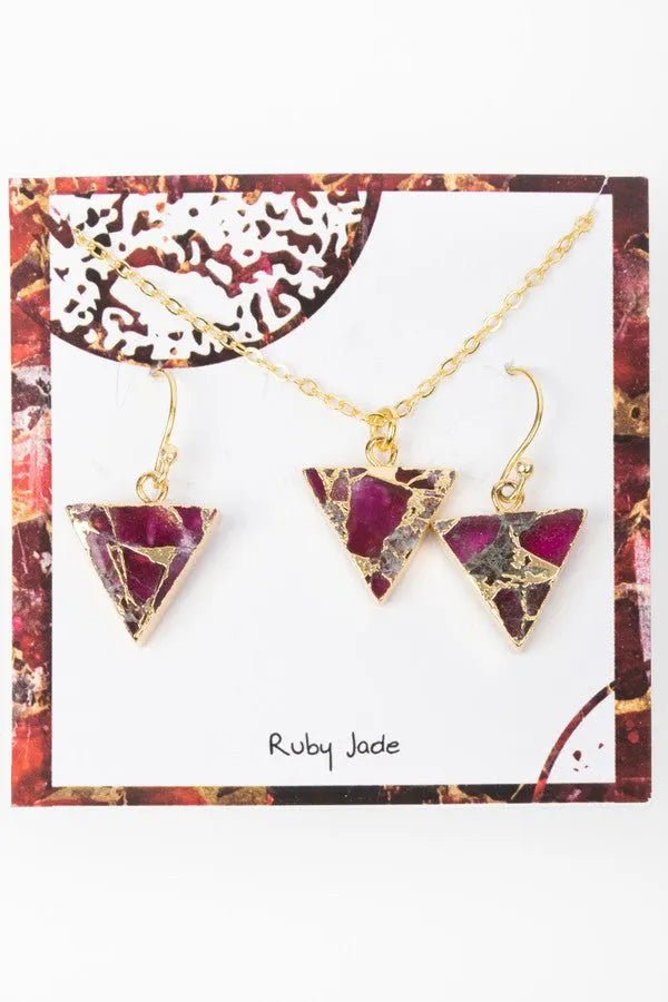 Mojave Triangle Mini Earring and Necklace Set - Dainty Gold Jewelry for Women, Minimalist Geometric Necklace and Earrings Set - Perfect for Everyday Wear, Date Night, and Gifts