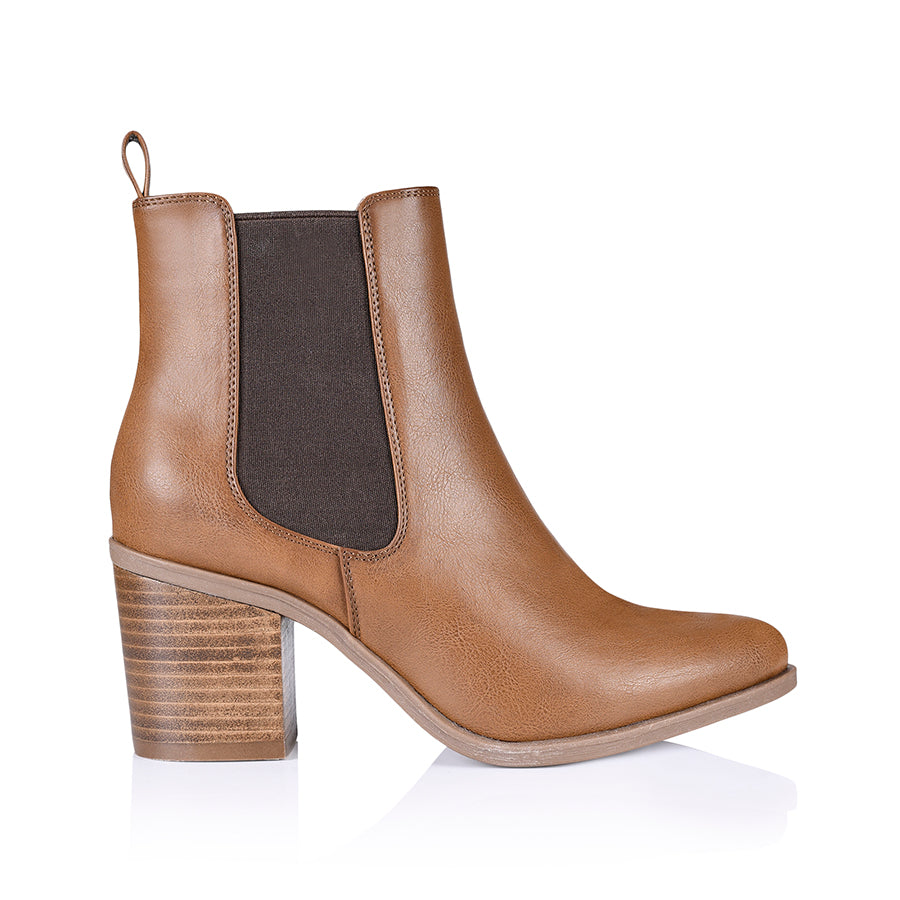 Samantha Women's Chelsea Boots in Tan Softee Leather - Comfortable & Stylish Ankle Boots for Casual Wear, Office, and Fall Fashion