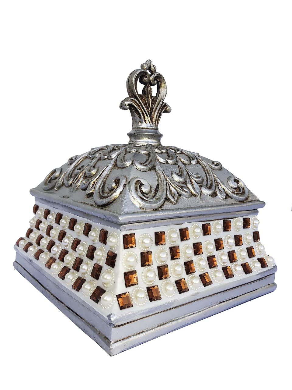 Primrose Lidded Decorative Display Table Box - Vintage Home Decor Storage Organizer for Jewelry, Keepsakes & Living Room Accessories