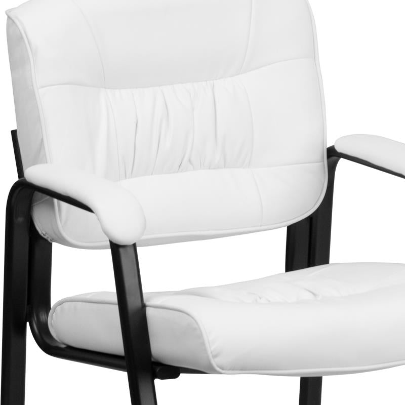 Premium FLASH Haeger Leather Executive Side Reception Chair - Black Metal Frame - Office, Conference Room & Waiting Area Seating Solution