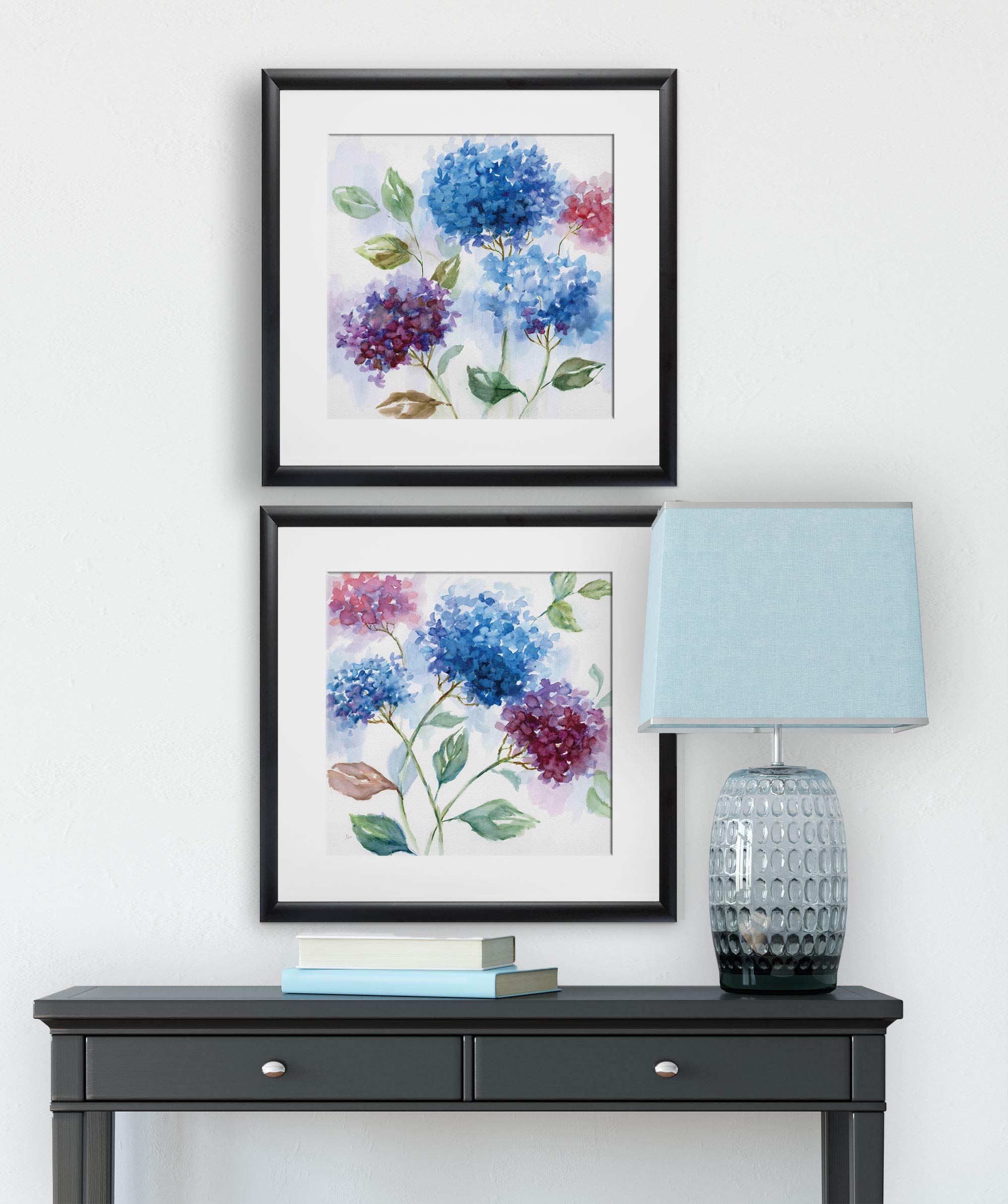 Wexford Home Hydrangea Harmony 2-Piece Decorative Throw Pillow Set | Floral Cushion Covers for Sofa, Bed & Living Room Decor