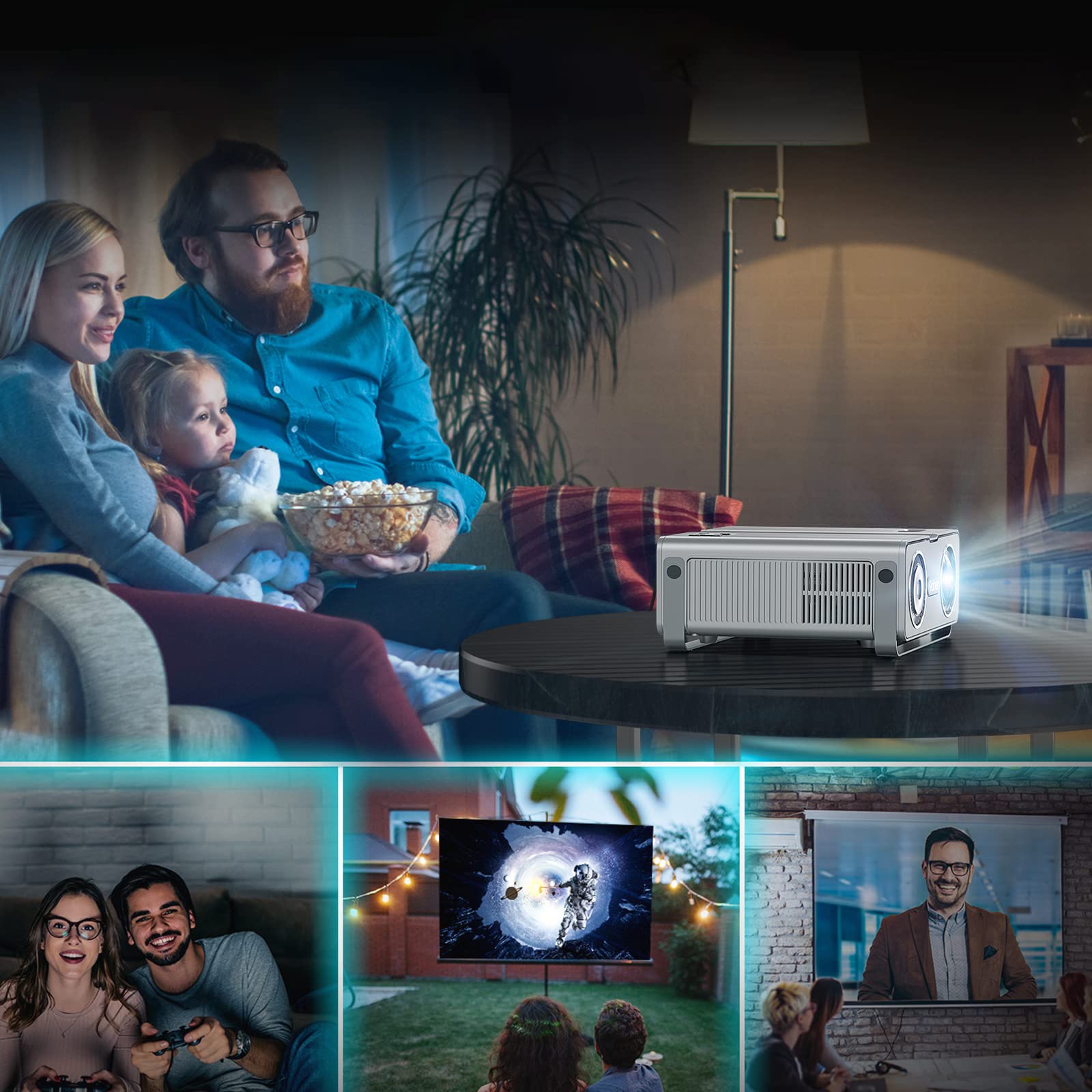 YABER U10 SE WiFi Bluetooth Projector - Native 1080P & 4K Support, 300