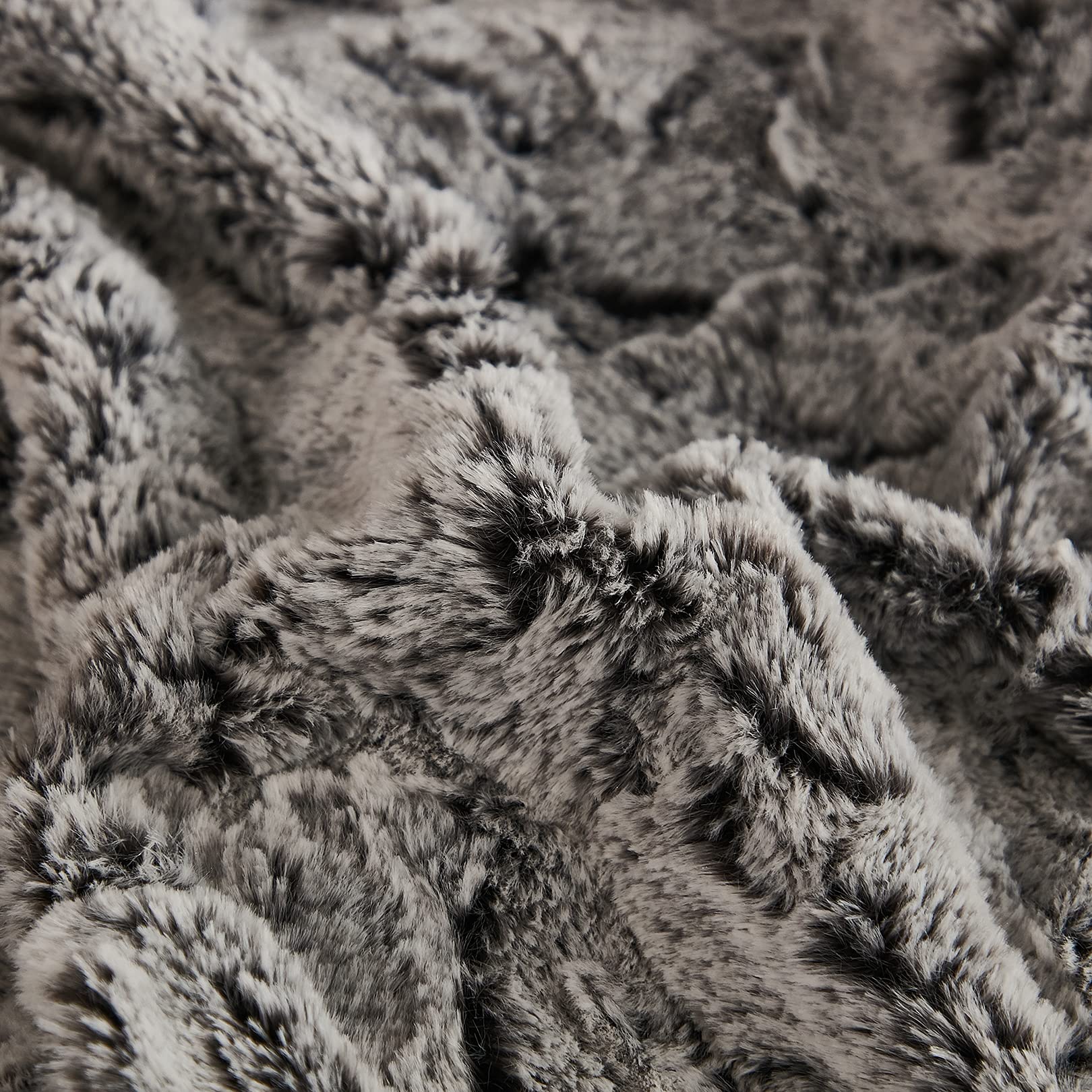Fluffy Faux Fur Pillow Covers Set of 2 - Ombre Shaggy Plush Mink Velvet Decorative Throw Pillow Cases with Zipper Closure, 20x36 Inches, Dark Grey - Perfect for Sofa, Bed, Couch & Home Decor