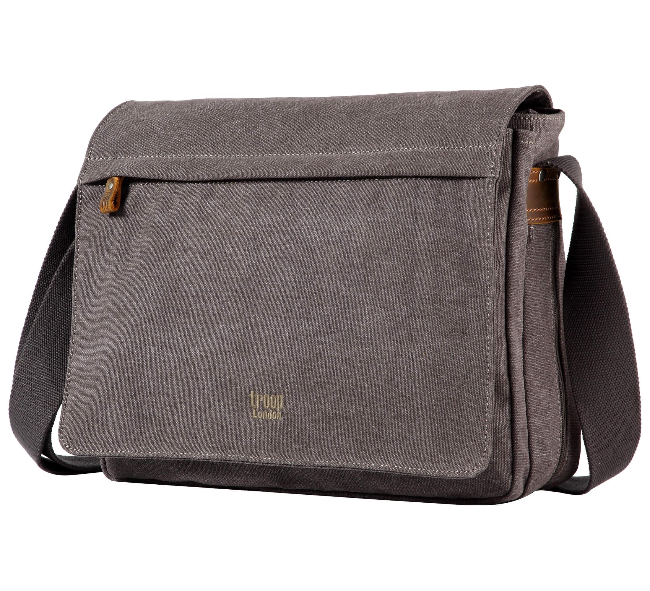 TRP0240 Troop London Classic Canvas Laptop Messenger Bag 16.5 Inch - Stylish Work & College Commuter Bag for Men & Women