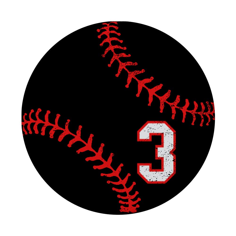 Red and Black Baseball Number 3 Phone Stand - PopSockets PopGrip Swappable Grip for Phones & Tablets | Perfect for Sports Fans, Office Desk & Travel Accessories