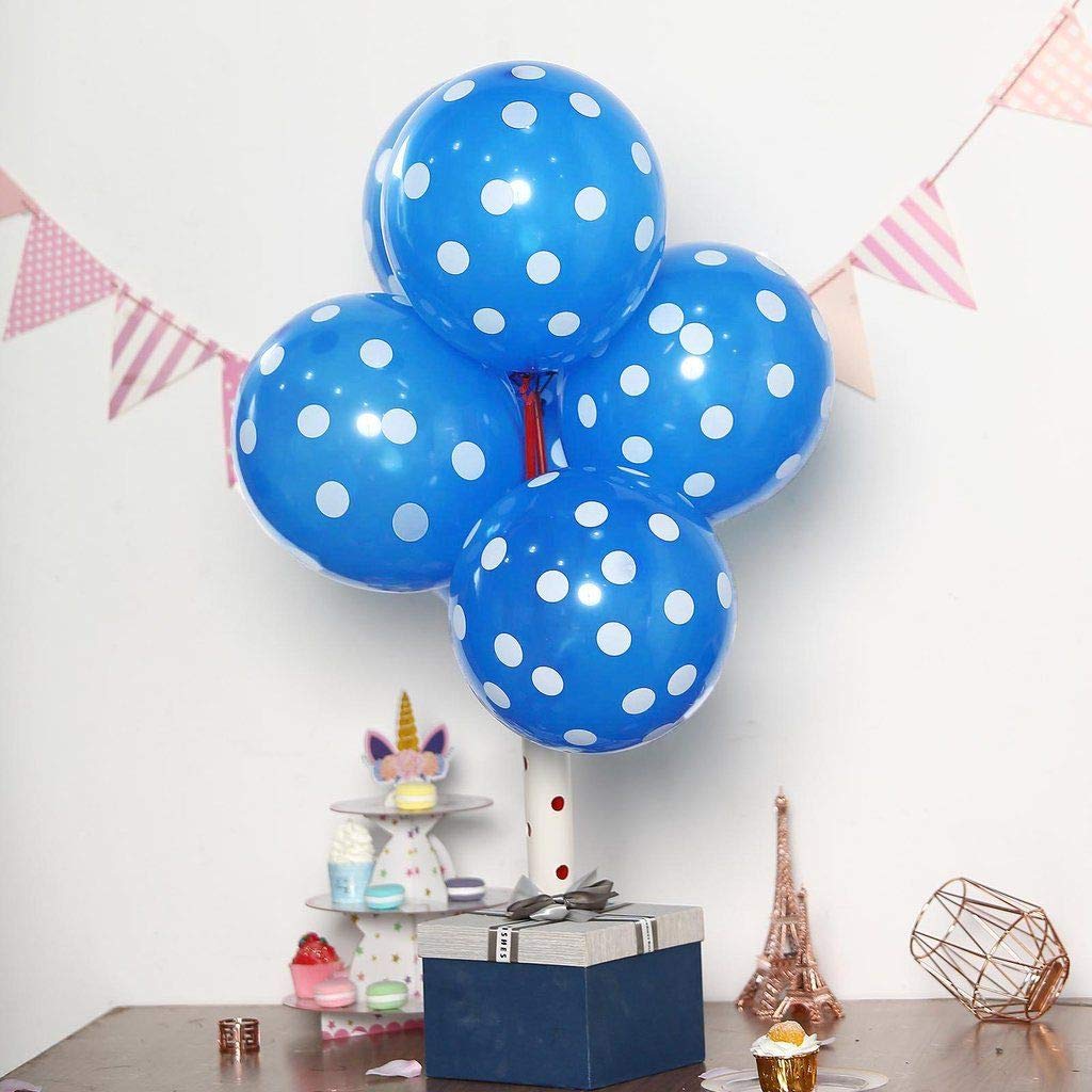 Royal Blue Polka Dot Latex Balloons 12 Inch - Pack of 6 for Birthday Parties, Baby Showers & Wedding Decorations - Unique Eye-Catching Party Supplies