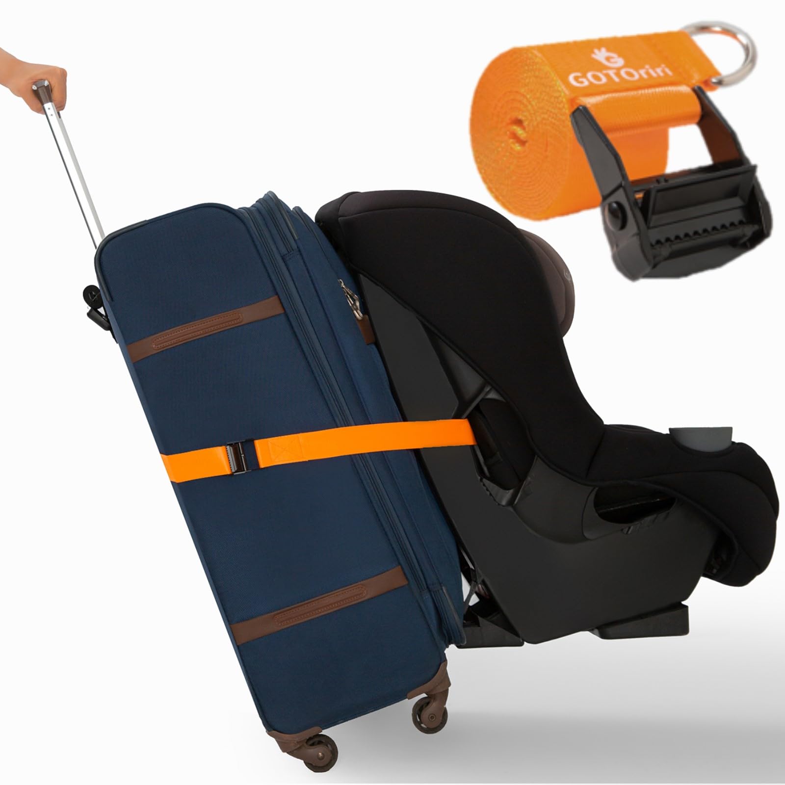 Car Seat Airplane Travel Belt with Metal Buckle - Durable Baby Car Seat Travel Bag & Stroller Cart for Toddlers | Family Travel Accessories | Perfect for Airplane, Road Trips & Family Vacations (Yellow)
