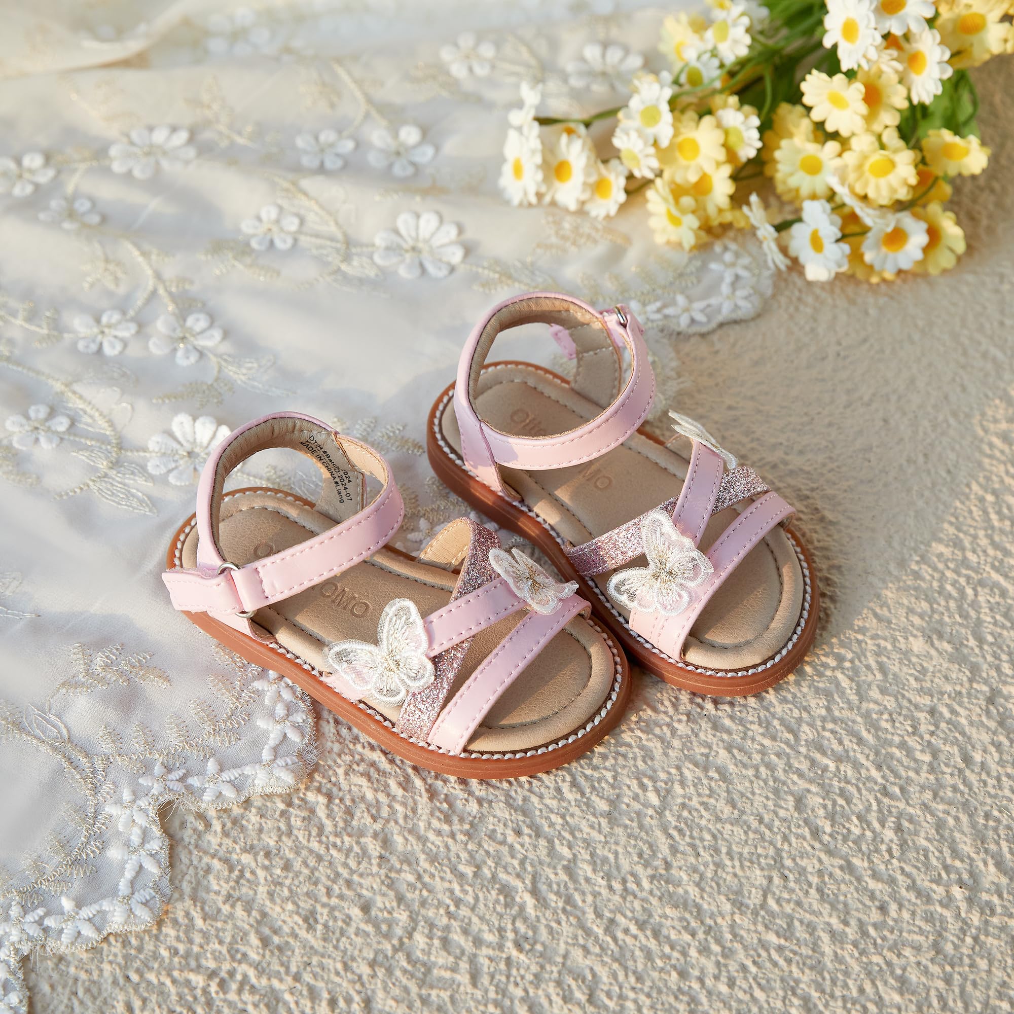 Otter MOMO Girls Sandals - Open Toe Princess Flat Sandals for Summer | Comfortable Casual Shoes for Beach, Park & Outdoor Play