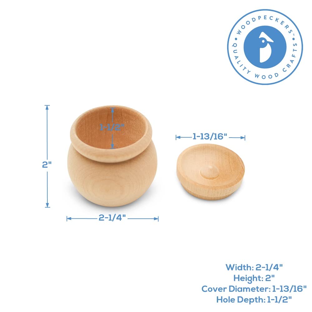 2-inch x 2-1/4-inch Wooden Trinket Box Set of 3 - Unfinished DIY Craft Box for Painting, Memory Keepsake & Home Decor | Perfect for Jewelry Storage, Gift Giving & Craft Projects by Woodpeckers