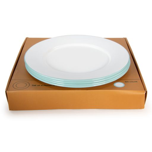 Glampware Sea Glass Rim Dinner Plates - Set of 4 Elegant Beach-Themed Ceramic Plates for Coastal Dining, Entertaining & Home Decor
