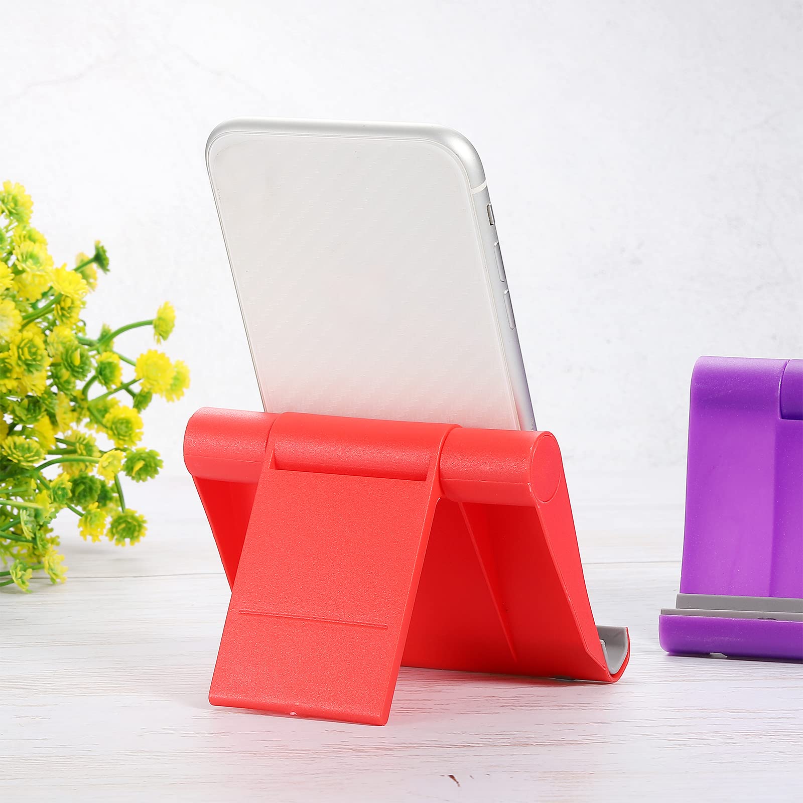 uxcell 2-Pack Multi-Angle Adjustable Phone Stand & Tablet Holder - Universal Smartphone Stand for iPhone, Samsung, iPad, Kindle E-Readers (White) - Perfect for Desk, Bedside, Kitchen & Video Calls