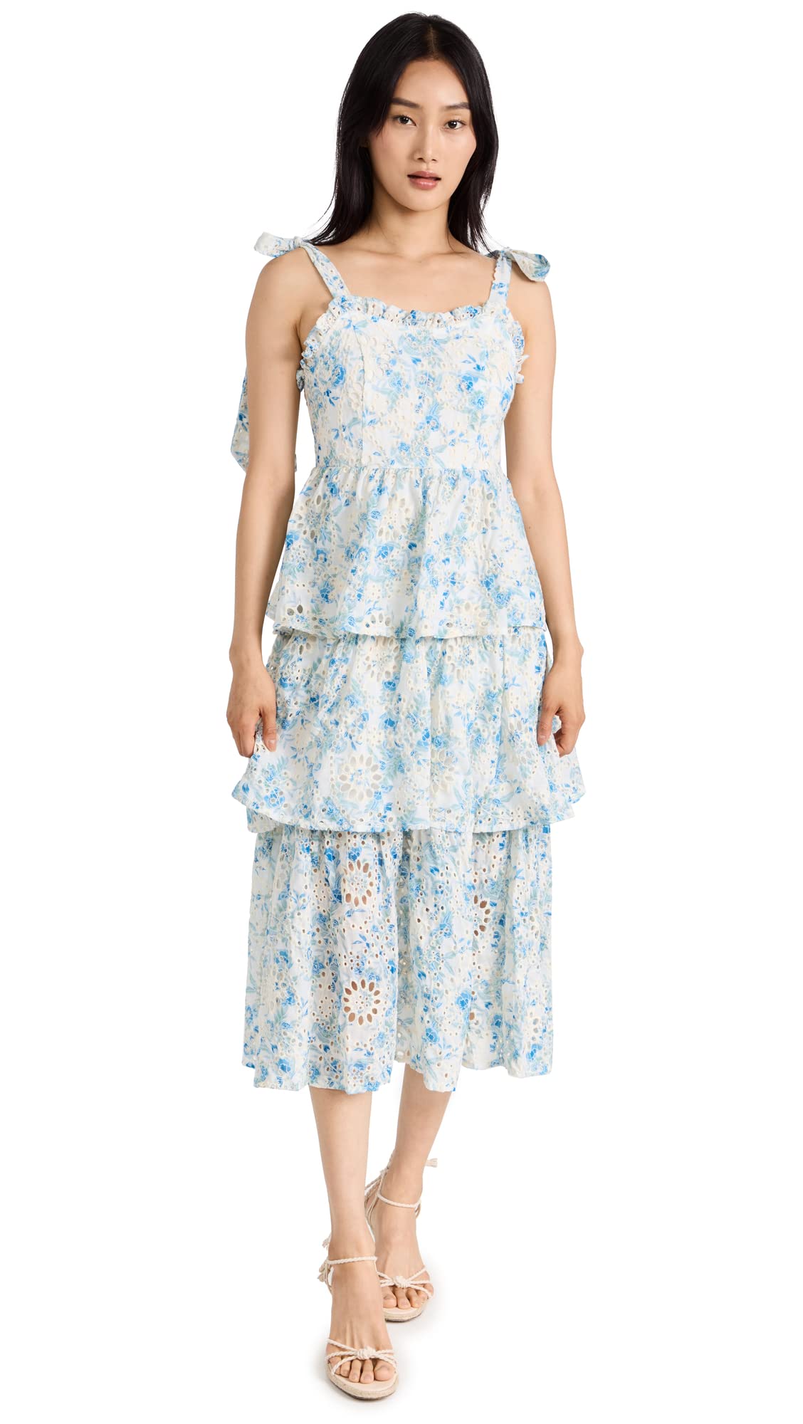 En Saison Women's Claire Midi Dress - Floral Print A-Line Summer Dress for Casual Outings, Beach Vacations & Date Nights