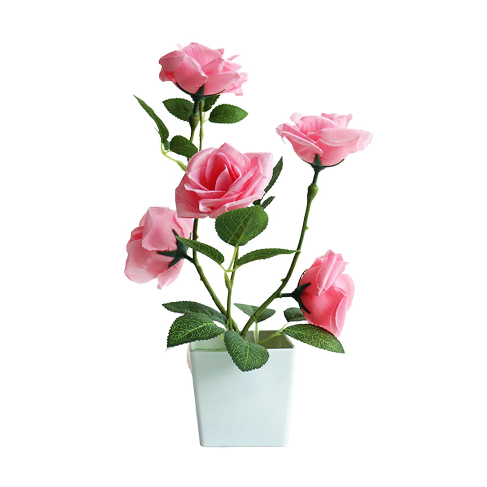 Artificial Rose Plant in Pot - Faux Silk Flower Desktop Decor for Indoor & Outdoor Use | Perfect for Home, Office, Valentine's Day, Mother's Day, Wedding, Anniversary, Party, Graduation, Christmas & Birthday Gifts (Pink) - Elegant Home Decor & Thoughtful Present Idea