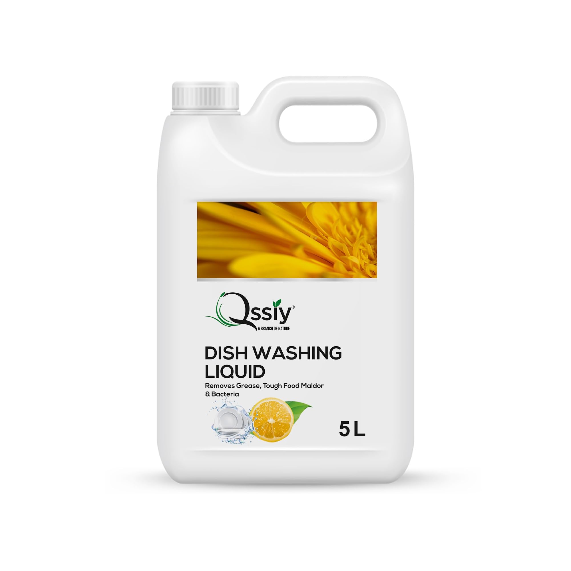 Qssiy Lemon Dishwashing Liquid Gel - 5L Large Refill for Dishwashers & Hand Washing | All-Purpose Cleaner for Pots, Pans & Kitchen Utensils | Fresh Lemon Scent | Ideal for Home, Restaurant & Commercial Use