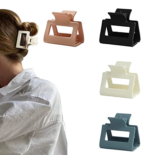 BAKEFY 12 PCS Non-Slip Matte Hair Claw Clips - 2.4 Inch Small Square Hair Clips for Women & Girls, Strong Hold Hair Clips for Thin or Thick Hair - Perfect for School, Work, Travel and Everyday Styling