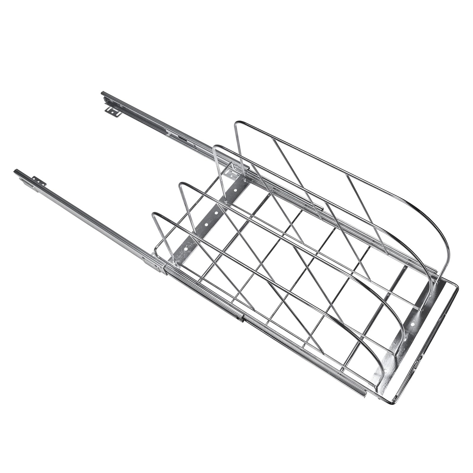 VEVOR Expandable Under Cabinet Pan and Pot Rack Organizer - Adjustable Wire Dividers & Steel Lid Holder for Kitchen Storage (11.7