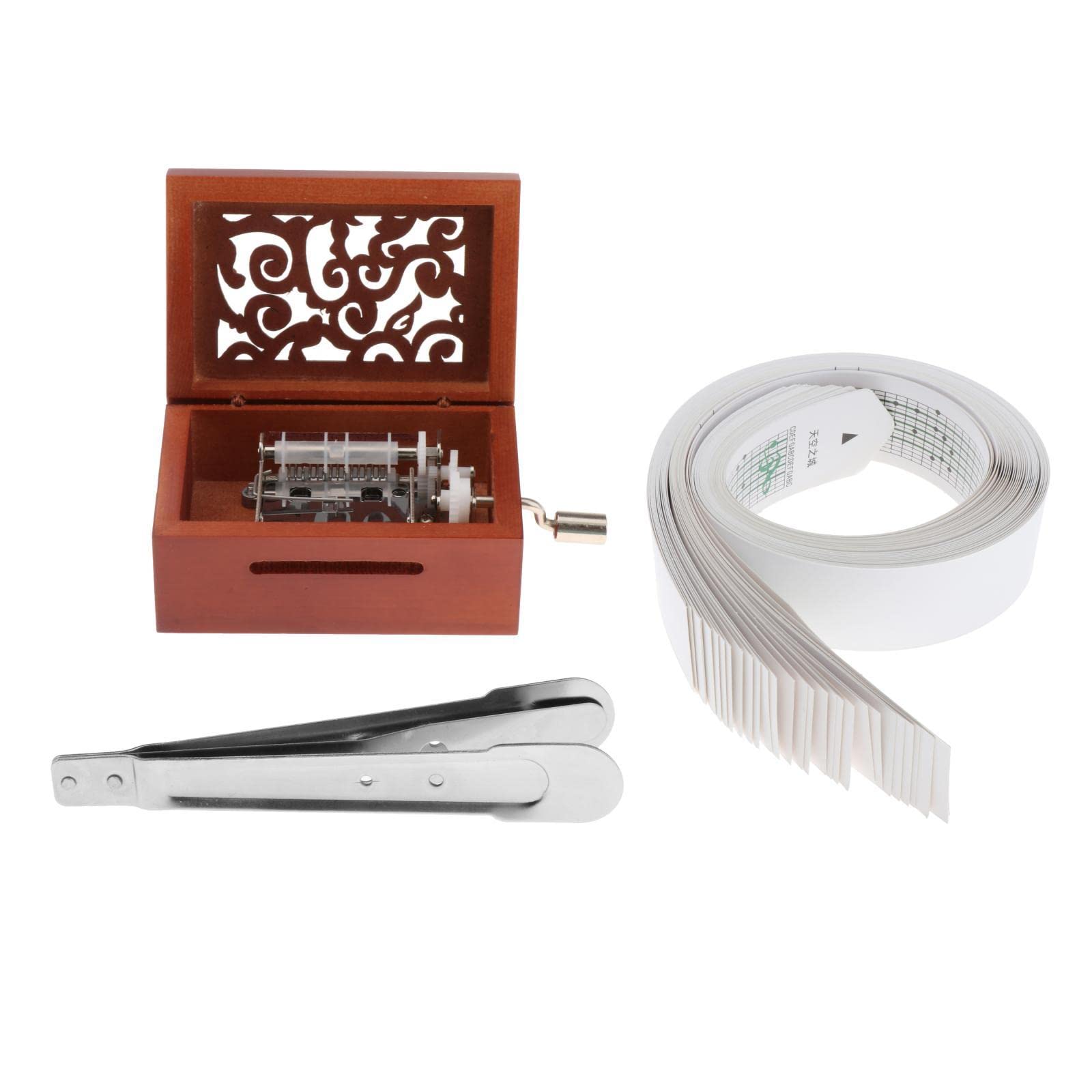 Milageto 15-Note DIY Hand-Cranked Music Box Kit - Wooden Craft Box with Hole Puncher & Paper Tapes for Custom Songs - Perfect for Birthday Gifts, Home Decor & Music Lovers