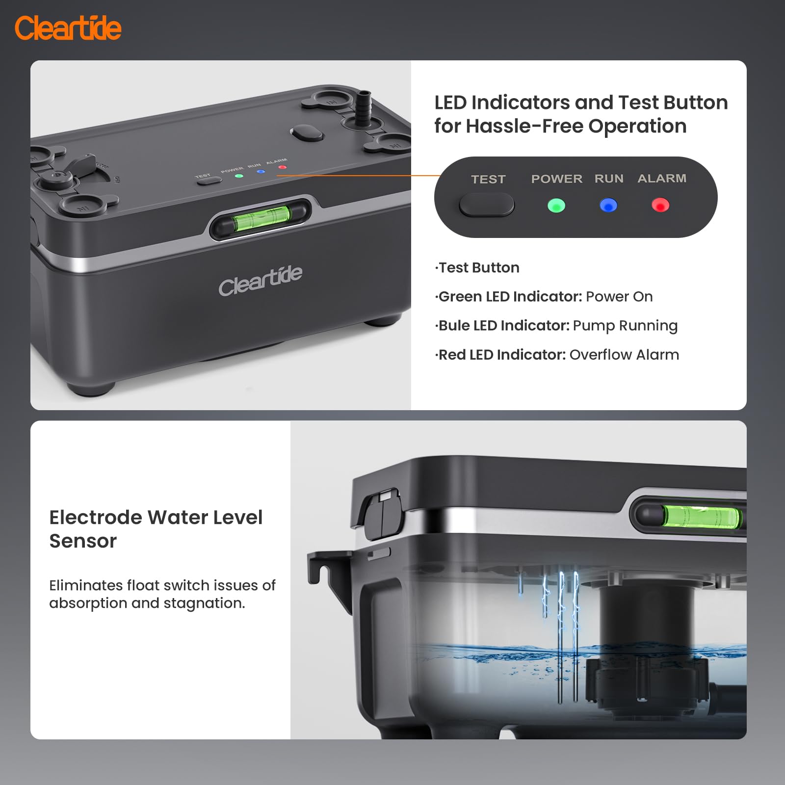 Ultra-Quiet 25dB HVAC Condensate Pump, 1/30 HP 135 GPH Automatic Drain Pump with Safety Switch & Tubing, 100-240V for AC, Furnace, Dehumidifier & Ice Maker - Perfect for Home, Office & Commercial Cooling Systems