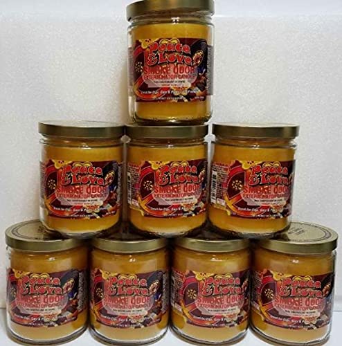 Smoke Odor Eliminator Candle - 13oz Jar, Peace & Love Scented (Set of 8) | Freshen Home, Remove Cooking & Cigarette Smells for Living Room, Bedroom & Office