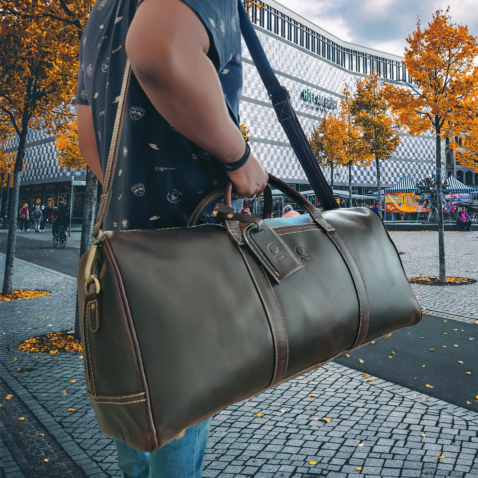 Roadstar 24-Inch Overnight Weekender Duffel Bag - Carry On Luggage for Travel, Gym & Weekend Getaways - Walnut Brown Durable Water-Resistant Travel Bag