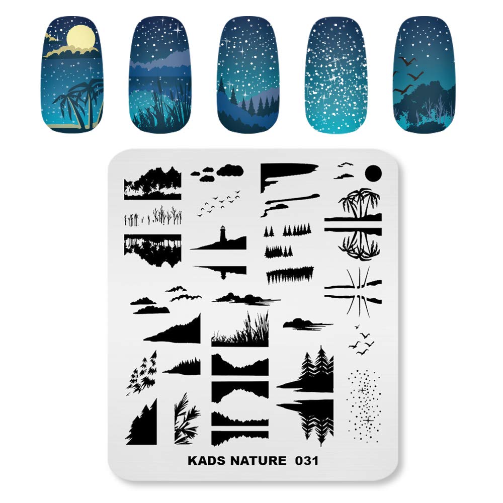 KADS Nail Stamping Plate Set - Nature Inspired Nail Art Templates for DIY Manicure & Nail Decoration (NA031) - Perfect for Home Salon, Professional Nail Artists & Gift Giving