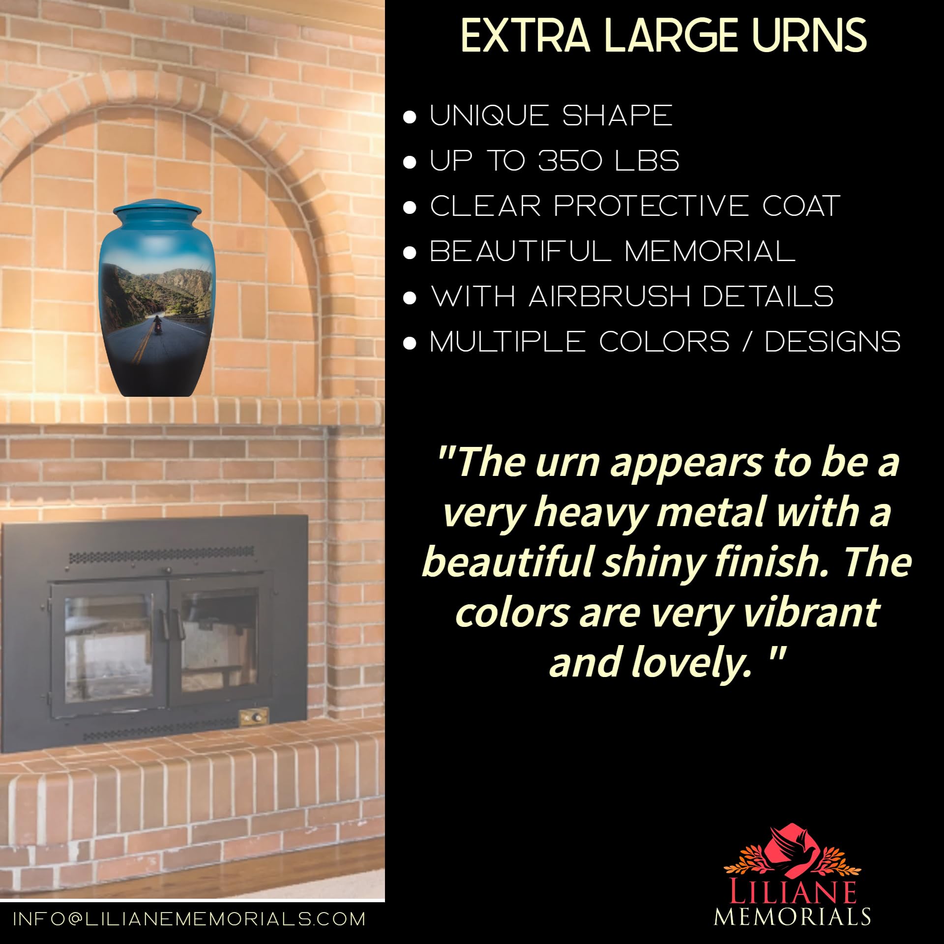 Extra Large Motorcycle Funeral Urn for Ashes - Holds Up to 350 lbs - 13