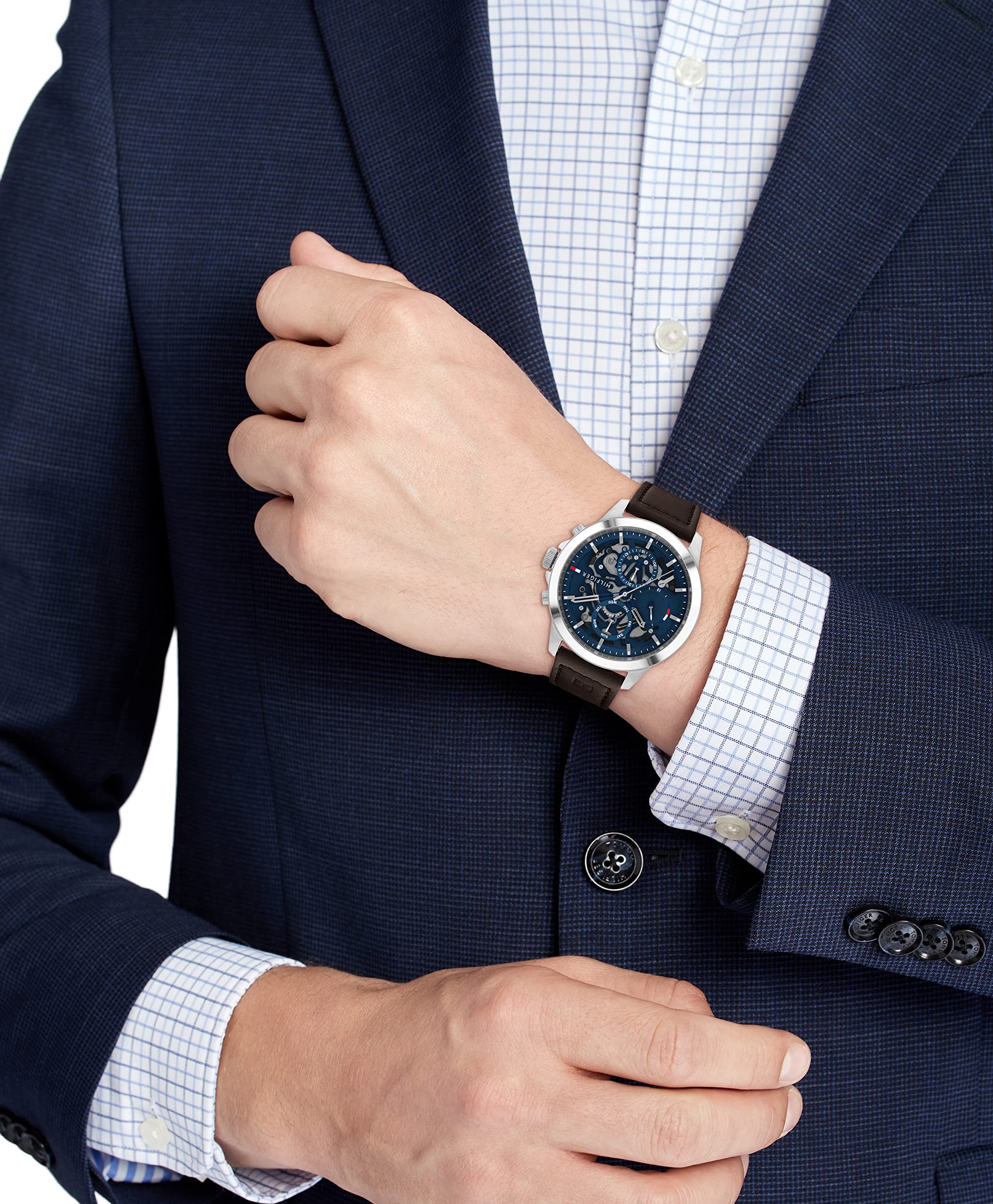 Tommy Hilfiger Men's Casual Watch - Waterproof 50M Multifunctional Wristwatch with Date Display - 44mm Stainless Steel Fashion Watch for Business, Travel & Everyday Wear