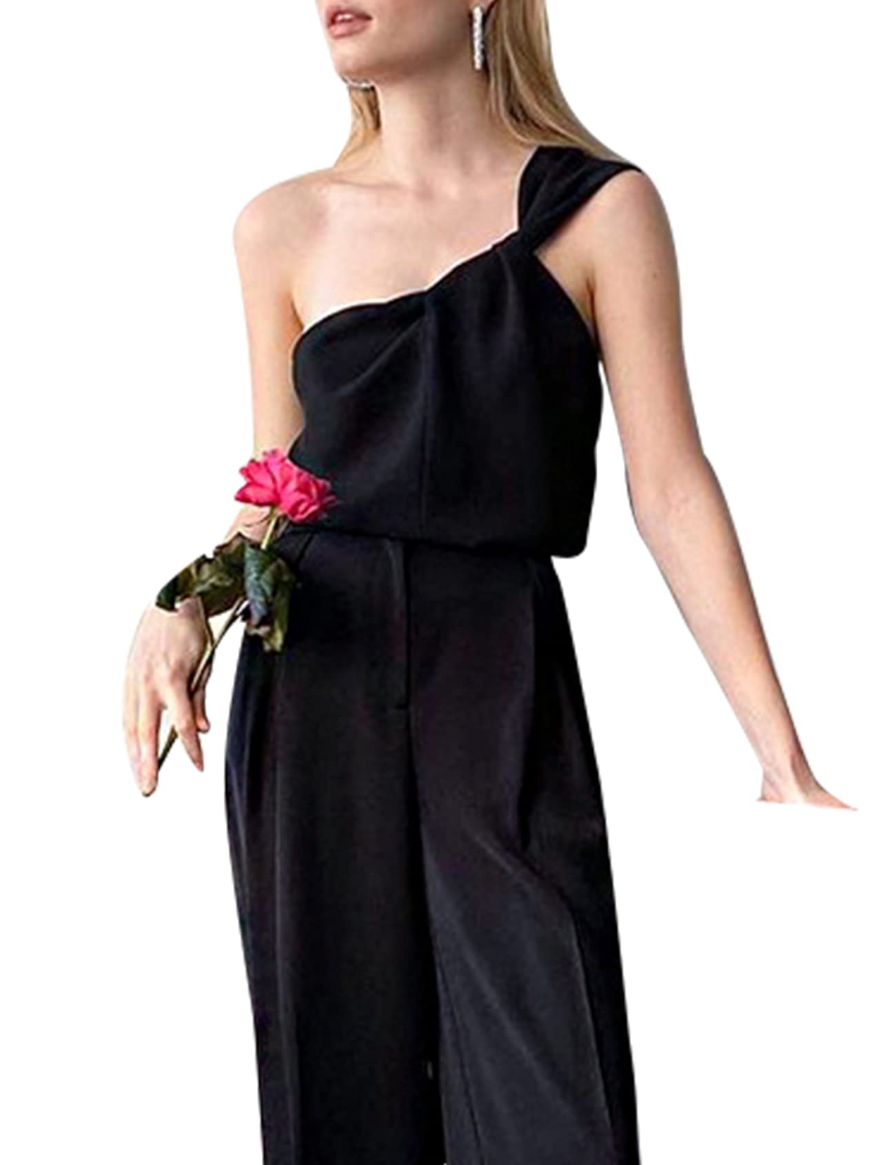 Arssm Women's Sleeveless Tie Bow Blouse - One Shoulder Casual Tank Top for Summer, Beach, and Party Wear | Breathable & Stylish