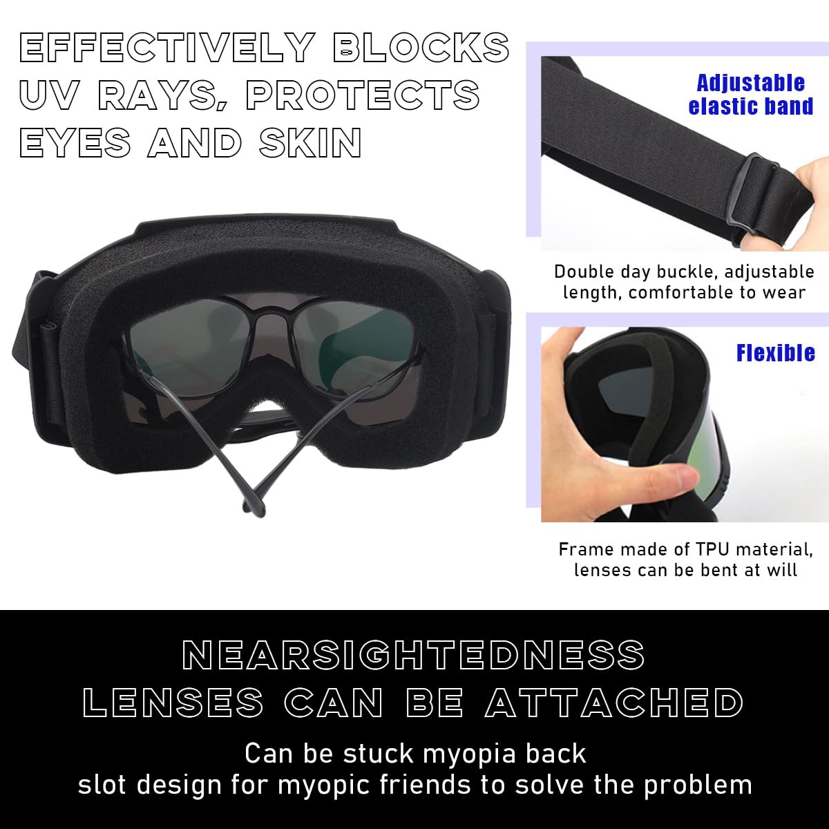 Dirt Bike Goggles for Men & Women - Windproof Dustproof ATV Motorcycle Ski Racing Goggles with UV Protection - Perfect for Off-Roading, Motocross & Snow Sports (Gray)