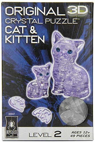 3D Crystal Puzzle - Cat with Kitten - Fun Brain Teaser & Home Decor for Cat Lovers - Perfect Gift for Puzzle Enthusiasts & Pet Owners - Relaxing Activity for Family Game Night