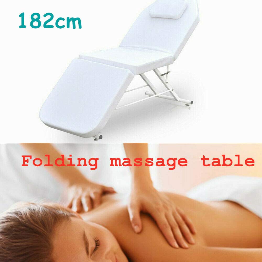 3-Section Foldable Massage Table for Spa, Reiki, and Salon Treatments - Adjustable Headrest & Portable Design - Perfect for Professional Therapists & Home Use - White