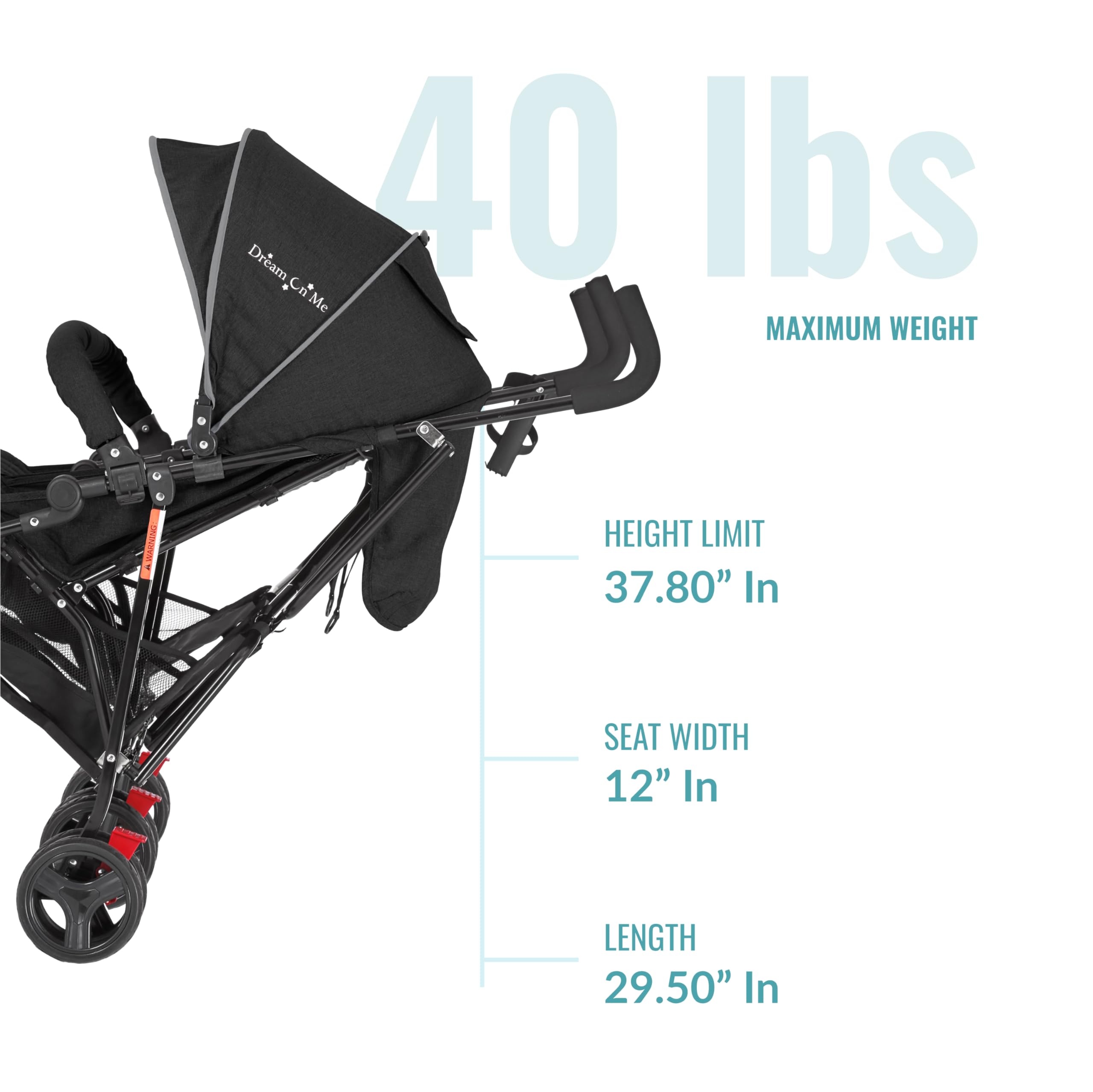 Dream On Me Volgo Twin Umbrella Stroller - Lightweight Double Stroller for Infant & Toddler (0-50 lbs), Compact Foldable Design with Large Storage Basket & Adjustable Canopy | Perfect for Travel, Shopping & Daily Walks with Twins