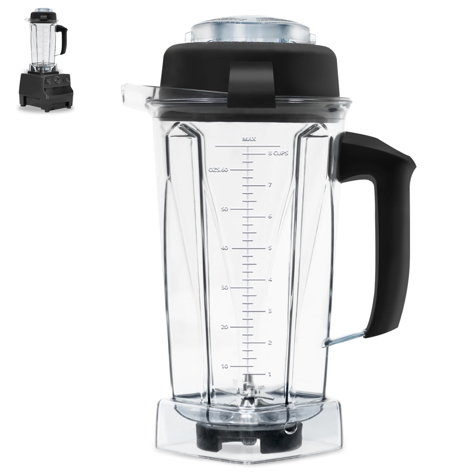 UPGRADED 64oz Vitamix Blender Pitcher Replacement - Compatible with Vitamix 5200, 6300, VM0103, VM0197, E310, E320, Classic C, Commercial & Explorian Series - 5 Year Warranty - Perfect for Smoothies, Soups, Nut Butters & Professional Kitchen Use