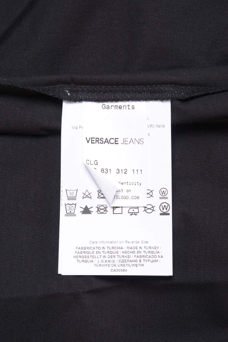 Versace Jeans Logo Crew Neck T-Shirt for Men - 100% Cotton Classic Fit Casual Tee in Black & Blue | Perfect for Streetwear, Daily Wear and Fashion Outfits
