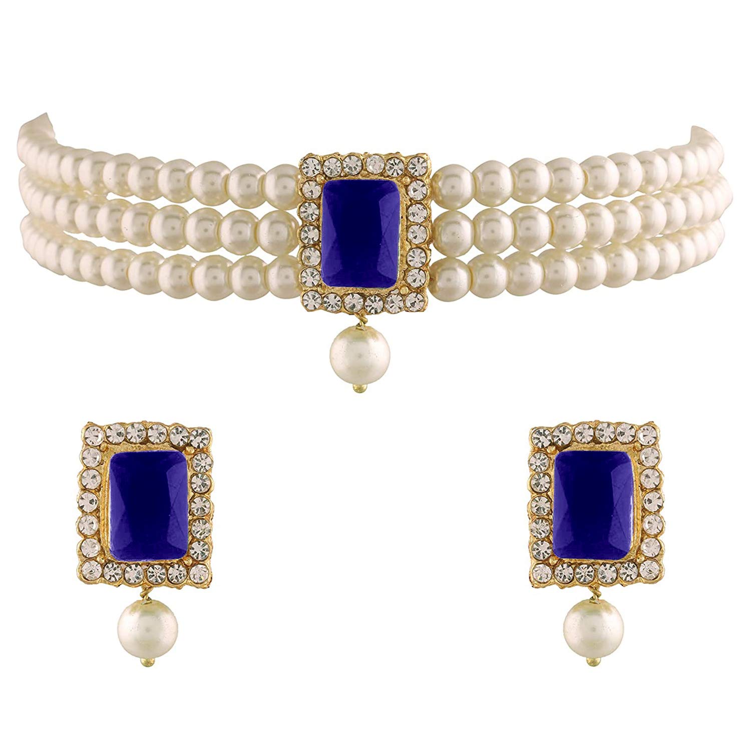 Elegant Aheli Ethnic Choker Necklace & Earrings Set - Boho Wedding Jewelry for Women - Perfect for Bollywood Parties, Bridal Showers & Special Occasions
