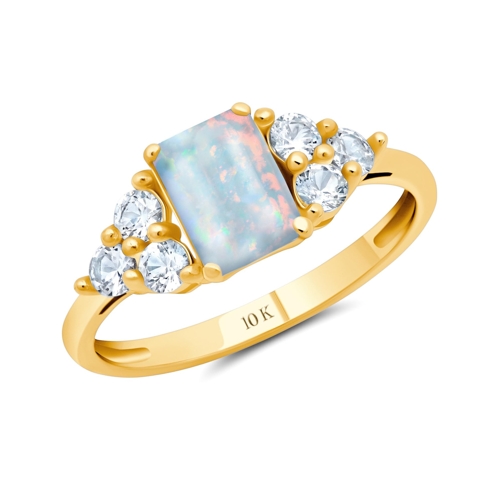 10K Gold Emerald Cut Birthstone Ring for Women | Durable Anti-Tarnish Cocktail Ring | Anniversary Gift for Her | Size 5-9 with Elegant Gift Box | Perfect for Weddings, Parties & Special Occasions
